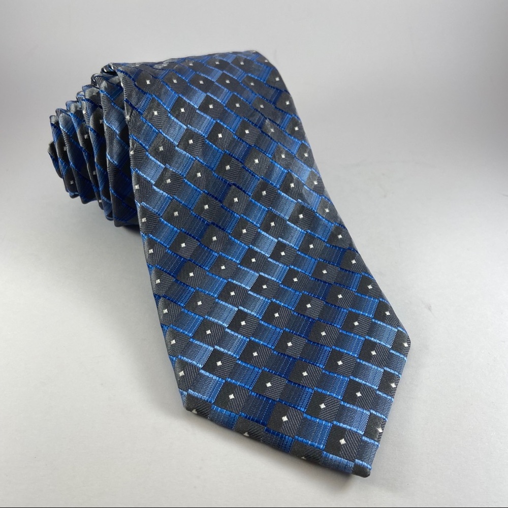 Architect polyester tie blue & gray geometric